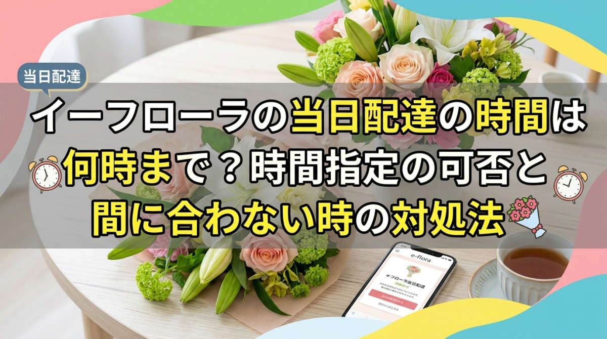 イーフローラの当日配達の時間は何時まで?時間指定の可否と間に合わない時の対処法